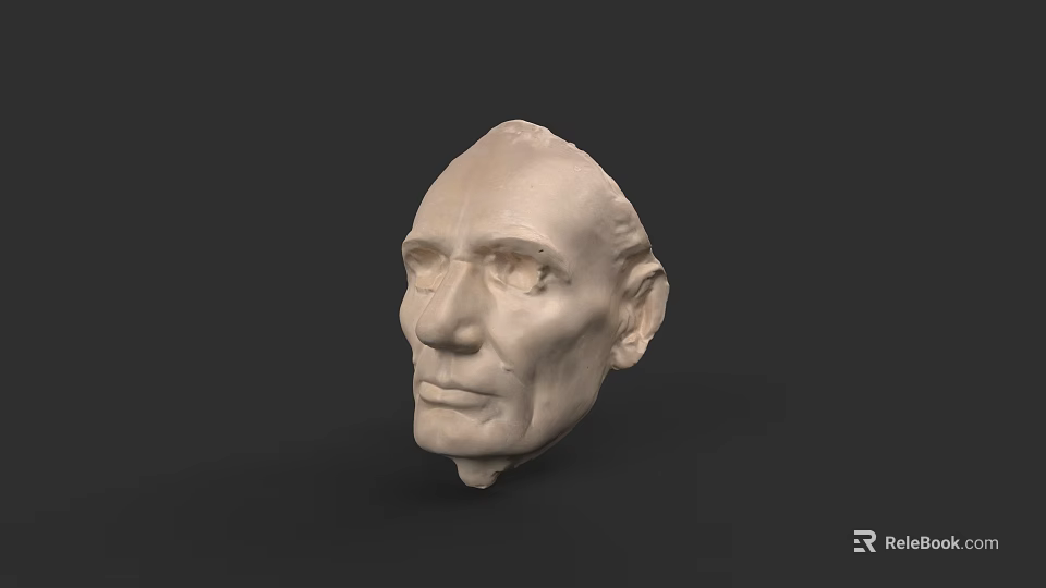 Man Head Sculpture Made of White Plaster with Detailed Facial Features on Dark Background 3d model 