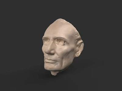 Man Head Sculpture Made of White Plaster with Detailed Facial Features on Dark Background 3d model