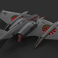 Sleek Gray Fighter Jet 3D Model With Red Engines And Aerodynamic Wings