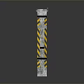 Industrial Metal Gate With Yellow Black Stripes Mesh Panels And Caution Signs