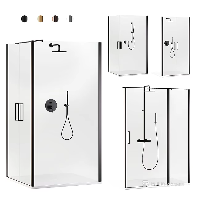 Modern Shower Sauna Interior With Glass Enclosure Shower Head And Handheld Fixtures 3d model 