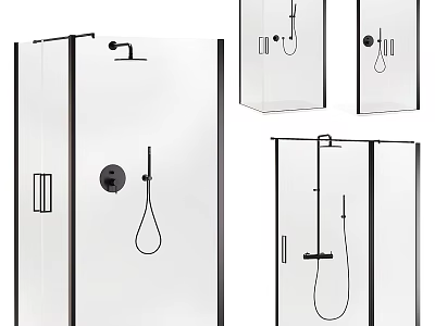 Modern Shower Sauna Interior With Glass Enclosure Shower Head And Handheld Fixtures 3d model
