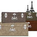 Decorative Stacked Boxes With Various Colors Ornate Designs And Eiffel Tower Models 3d model