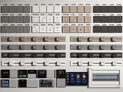 Variety Of Switch Panels With Different Designs And Styles 3d model