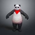 Cute Panda Game Movie Character With Red Bandana And Black White Fur