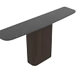 Modern Minimalist Dining Table Design With Black Tabletop And Wooden Base