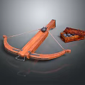 Medieval Wooden Catapult Siege Weapon With Wooden Box And Stones