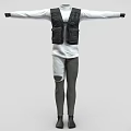 Stylish Clothing Outfit Featuring Black Vest White Top Gray Pants And Black Shoes