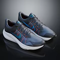 Modern Nike Athletic Sneakers with Dark Gray Upper Blue Red Accents and White Sole