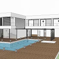 Modern Detached Villa With Palm Trees Swimming Pool Terrace And Outdoor Living Space