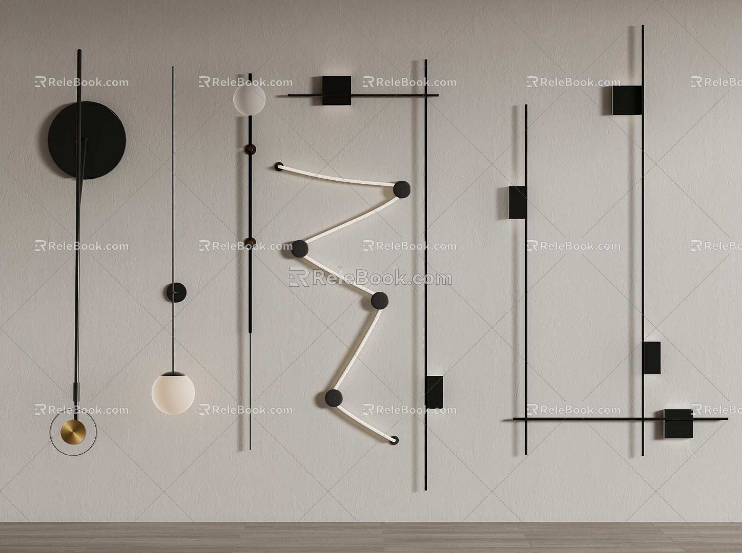 Modern wall lamp combination model