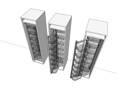 Modern Shoe Cabinet Design With Open Doors And Multiple Internal Shelves 3d model