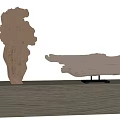 Handcrafted Wooden Sculptures Featuring Abstract Tree Form And Wavy Flat Design On Base