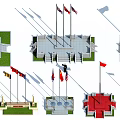 National Flags In Various Outdoor Display Scenes With Multiple Flagpoles And Platforms