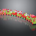 Electric Toy Train With Multiple Green and Red Carriages And Santa Claus Figures
