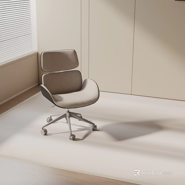 Modern Light Gray Office Chair With Swivel Wheels And Minimalist Design 3d model 