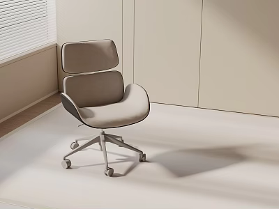 Modern Light Gray Office Chair With Swivel Wheels And Minimalist Design 3d model