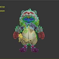 3D Panda Character Model With Decorative Clothing And Vibrant Color Details