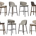 Modern Bar Stools with Wooden Legs Upholstered Seats and Various Designs