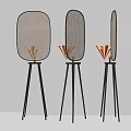 Modern Floor Lamps With Black Tripod Base And Mesh Translucent Shades