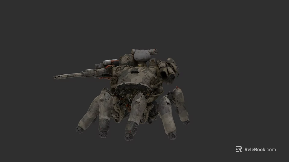 Futuristic Spider Like Gray Tank With Multiple Mechanical Legs And Weaponry 3d model 