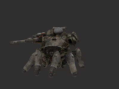 Futuristic Spider Like Gray Tank With Multiple Mechanical Legs And Weaponry 3d model