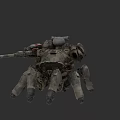 Futuristic Spider Like Gray Tank With Multiple Mechanical Legs And Weaponry