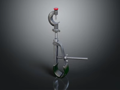 Sturdy Adjustable Metal Hardware Clamp Tool With Red Knob Green Jaws For Woodworking Projects 3d model