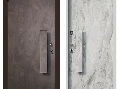Modern Brown and White Swing Door with Vertical Handle and Textured Surface for Home Interior 3d model