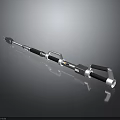 Futuristic Metallic Staff Weapon With Silver Black Handles And Modern Sleek Design