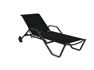 Black Outdoor Lounge Chair With Metal Frame Mesh Fabric And Rolling Wheels Design 3d model