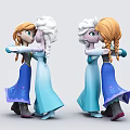 Two Elsa and Anna Princess Dolls Hugging Each Other In Blue Dresses With Braided Hair