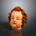 Medical Device Human Head Anatomical Model With Curly Hair And Blue Eyes