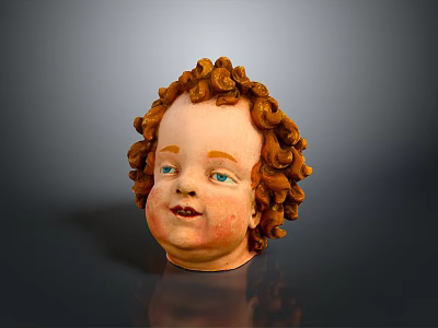 Medical Device Human Head Anatomical Model With Curly Hair And Blue Eyes 3d model
