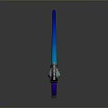 Illuminated Blue Gradient Rod With Silver Base And Central Orb Design