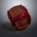Red Transparent Helmet With Metallic Frame And Mesh Structural Details