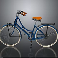 Blue Bicycle with Orange Seat White Wall Tires and Orange Handlebars in Studio Isolated Background