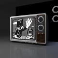 Vintage Silver Television With Two Control Knobs And Front Grille Design 3d model