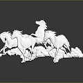 Silver Running Horses Sculpture Artistic Decorative Piece with Dynamic Design for Home