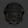 Tactical Military Helmet With Protective Goggles Microphone And Head Mounted Accessories