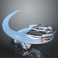 Modern Artistic Silver Metallic Sculpture With Curved Design And Smooth Reflective Surface