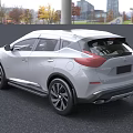 Silver Nissan SUV Exterior With Modern Front Grille And Headlights