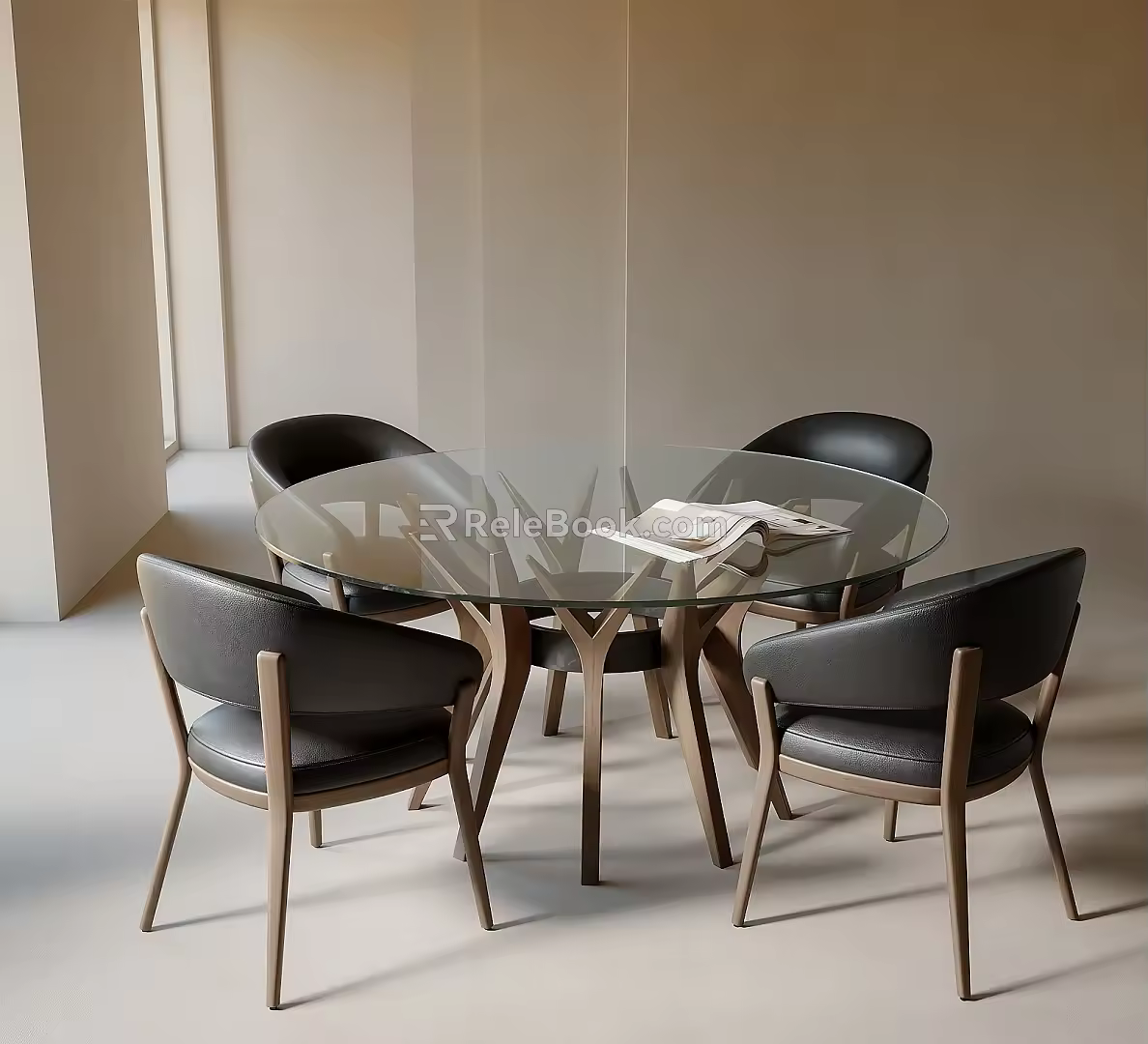 Modern leisure table and chair combination dining table and chair combination round table 3d model