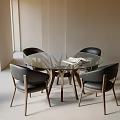 Modern leisure table and chair combination dining table and chair combination round table 3d model