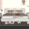 Cozy Kids Room Interior Design With Soft Bed Toys Study Desk And Bear Wall Art