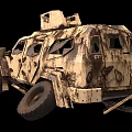 Armored Utility Vehicle With Rugged Design Camouflage Paint Large Wheels And Roof Equipment