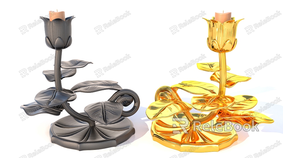 Lotus Lotus Leaf Decorative Candlestick model