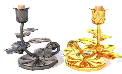 Lotus Leaf Decorative Candlestick 3d model