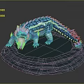 Game Movie Character Blue Icy Reptile With Open Mouth Red Interior On Stone Base