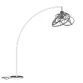 White Arched Floor Lamp With Spiral Metal Shade And Light Bulb